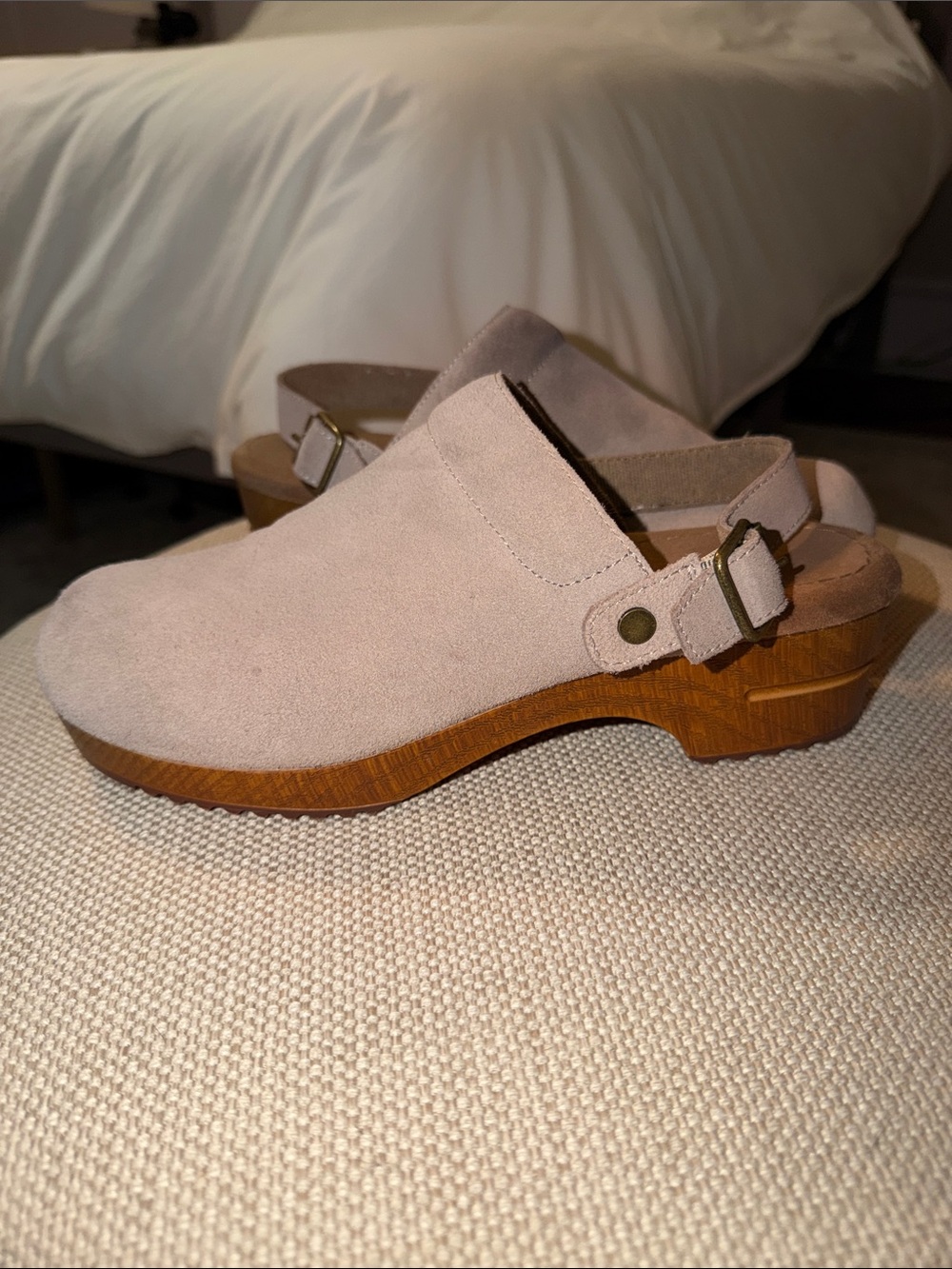 White Mountain Taupe Suede Slingback Clog